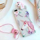 Pastel Fairy Kei Unicorn Phone Case with 3D Charm - Flower Unicorn / for iphone 6 6s - Phone Case