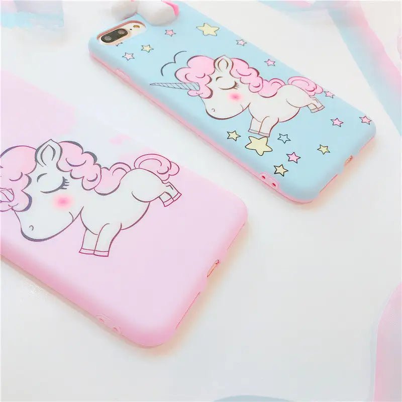 Pastel Fairy Kei Unicorn Phone Case with 3D Charm - Cosparty