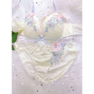 Pastel Floral Embroidered Lingerie Set for Kawaii Fashion Lovers - underwear