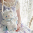 Pastel Furry Kitten Backpack with Hand Embroidered Paws - Backpack