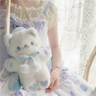 Pastel Furry Kitten Backpack with Hand Embroidered Paws - Cosparty