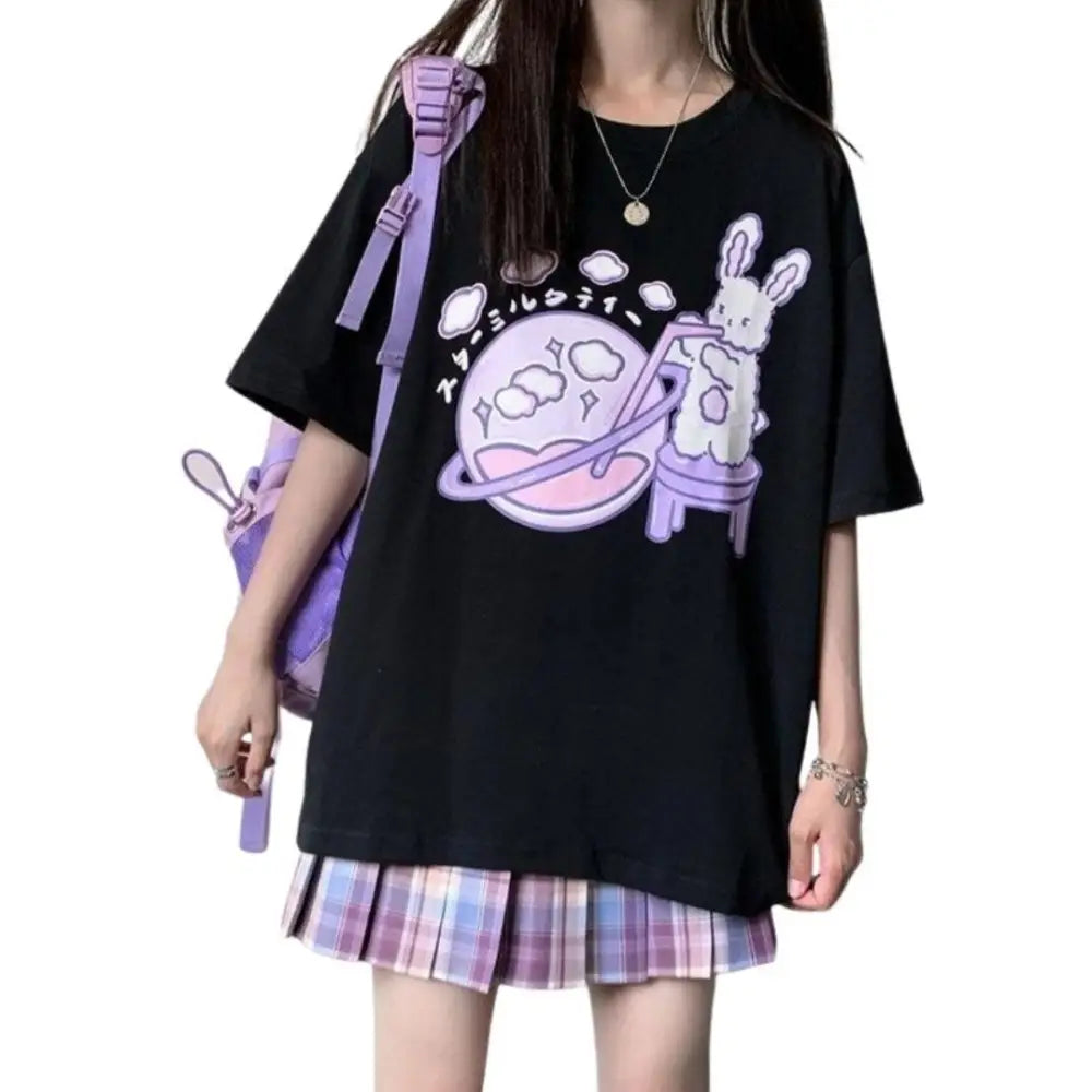 Galaxy Milkshake Tee - Black / S - dd lg, ddlg, galaxy, milky outer space