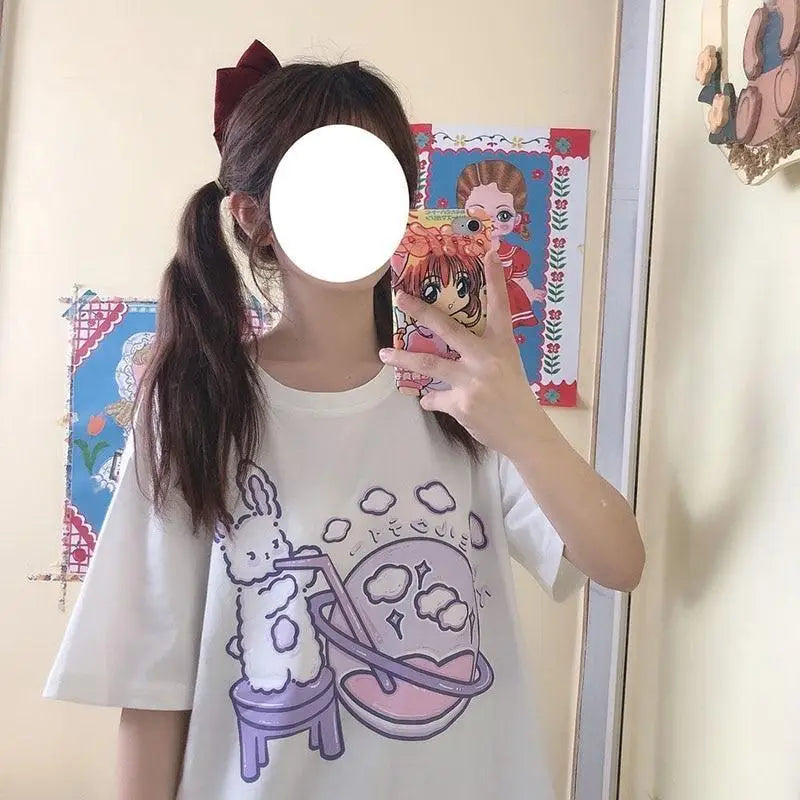 Galaxy Milkshake Tee - White / M - dd lg, ddlg, galaxy, milky outer space