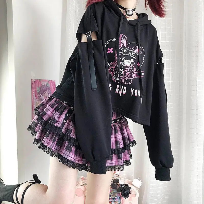 Pastel Goth I’ll End You Chainsaw Bunny Hoodie for Year-Round Wear - sweater