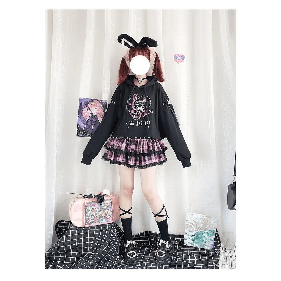 Pastel Goth I'll End You Chainsaw Bunny Hoodie for Year - Round Wear - Cosparty