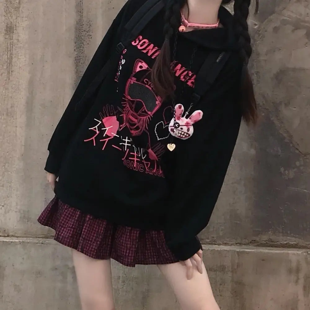 Pastel Goth Japanese Sonic Angel Hoodie in Neon Colors - sweater