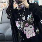 Pastel Goth Kuromi Crewneck Sweatshirt in Black - hoodie