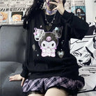 Pastel Goth Kuromi Crewneck Sweatshirt in Black - hoodie