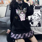 Pastel Goth Kuromi Crewneck Sweatshirt in Black - Cosparty