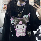 Pastel Goth Kuromi Crewneck Sweatshirt in Black - hoodie