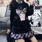 Pastel Goth Kuromi Crewneck Sweatshirt in Black - hoodie