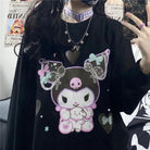 Pastel Goth Kuromi Crewneck Sweatshirt in Black - Cosparty