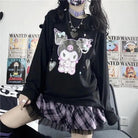 Pastel Goth Kuromi Crewneck Sweatshirt in Black - Cosparty
