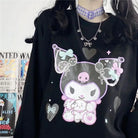 Pastel Goth Kuromi Crewneck Sweatshirt in Black - hoodie