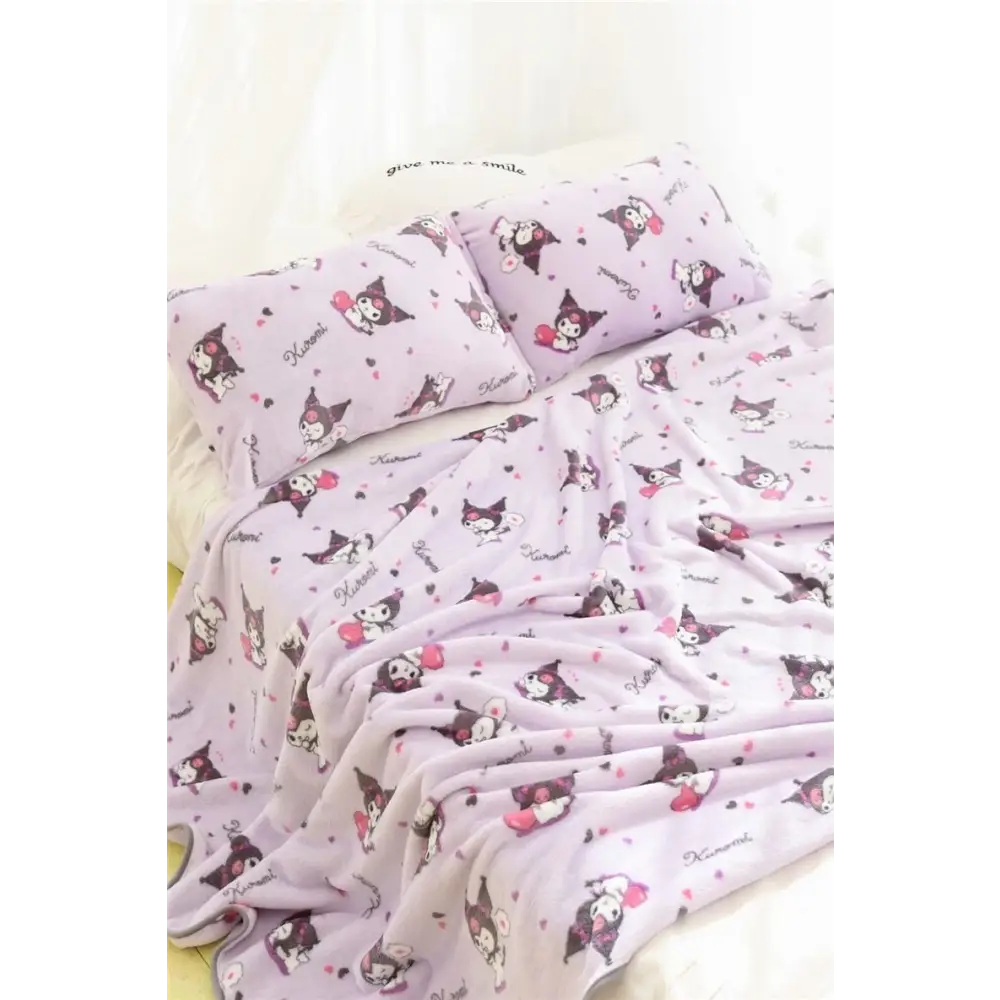 Pastel Goth Kuromi Inspired Furry Warm Blanket for Snuggling - blanket