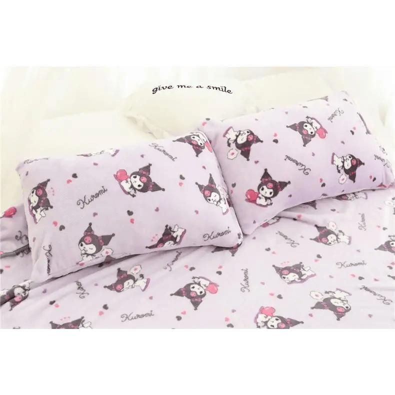 Pastel Goth Kuromi Inspired Furry Warm Blanket for Snuggling - Cosparty