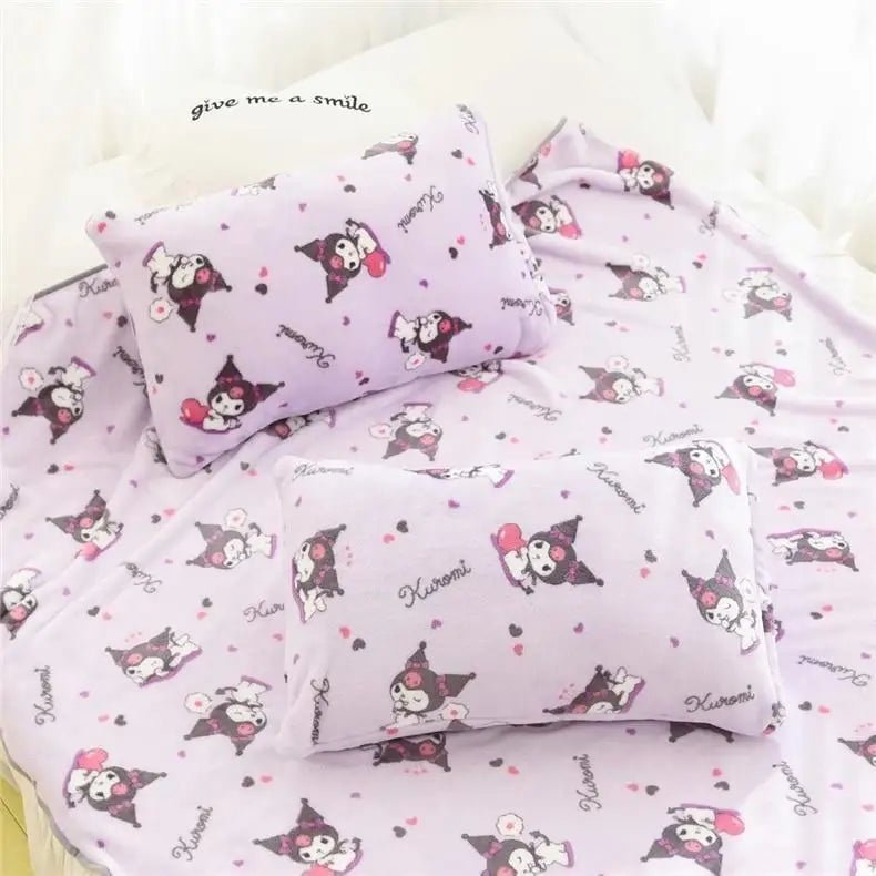 Pastel Goth Kuromi Inspired Furry Warm Blanket for Snuggling - Cosparty