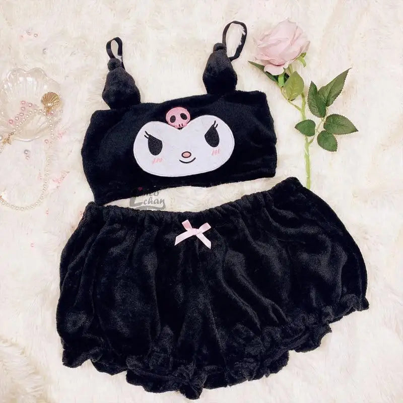 Pastel Goth Kuromi Lingerie Set for Cozy Nighttime Wear - lingerie