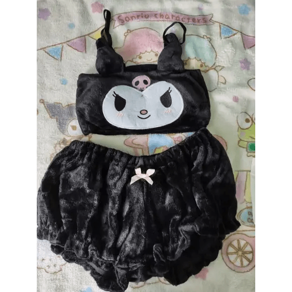 Pastel Goth Kuromi Lingerie Set for Cozy Nighttime Wear - Cosparty