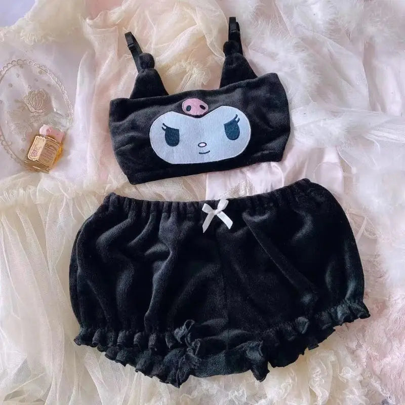 Pastel Goth Kuromi Lingerie Set for Cozy Nighttime Wear - lingerie