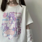 Pastel Goth Oversized E - Girl Crop Top with Stunning Artistic Details - Cosparty