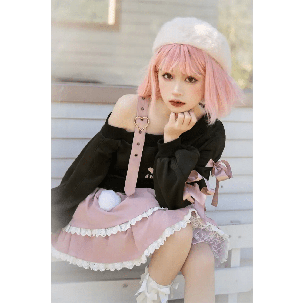 Pastel Goth Surprise Outfit with Heart Top and Layered Skirt - Cosparty