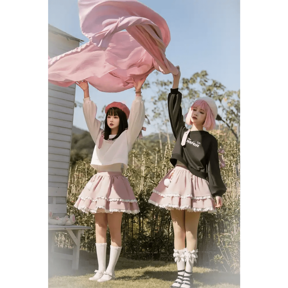 Pastel Goth Surprise Outfit with Heart Top and Layered Skirt - Cosparty