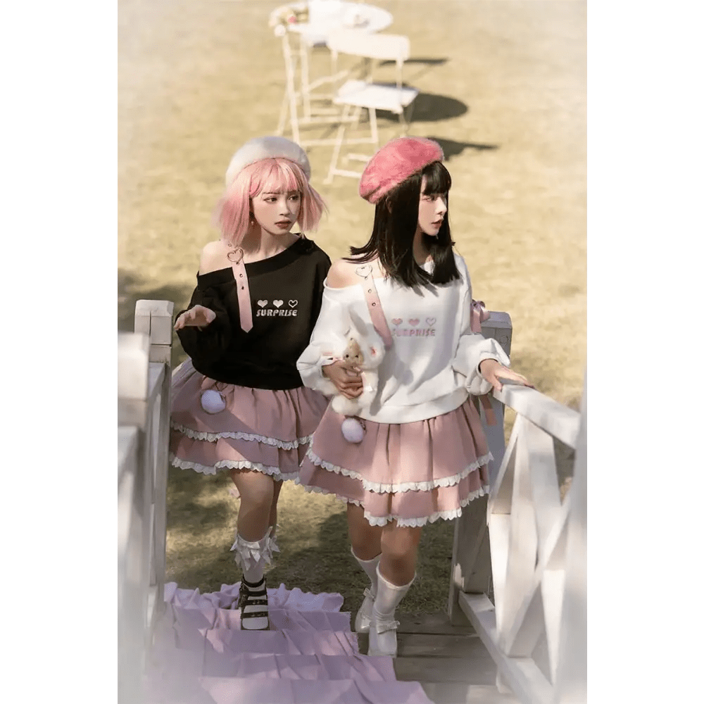 Pastel Goth Surprise Outfit with Heart Top and Layered Skirt - Cosparty