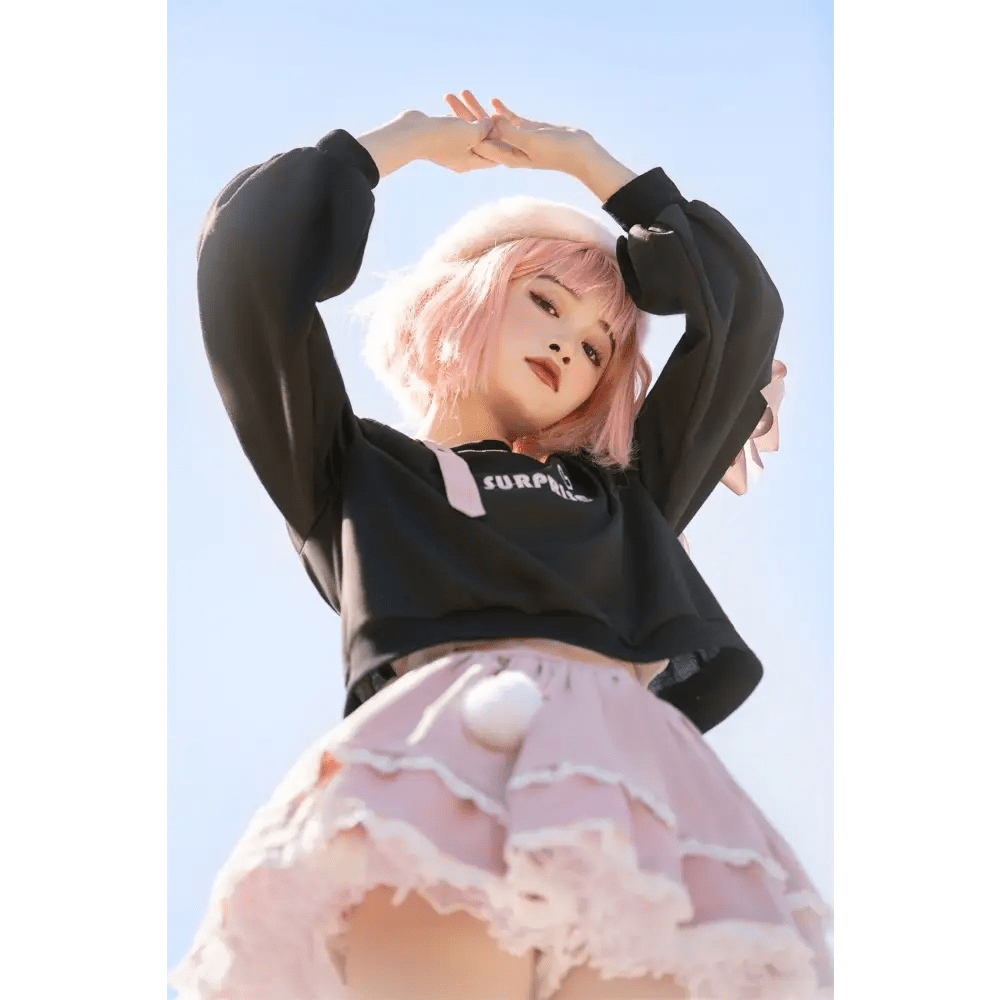 Pastel Goth Surprise Outfit with Heart Top and Layered Skirt - Cosparty