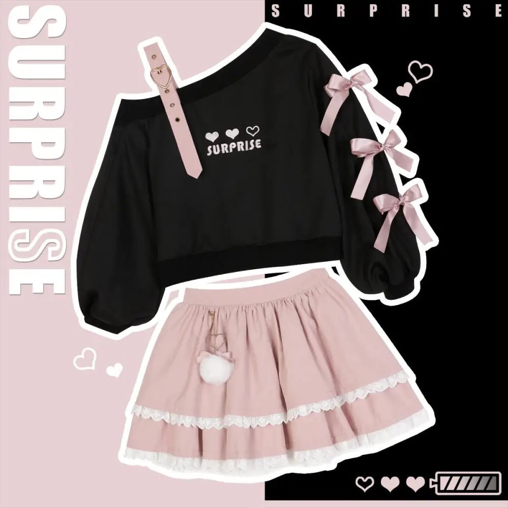 Pastel Goth Surprise Outfit with Heart Top and Layered Skirt - Cosparty