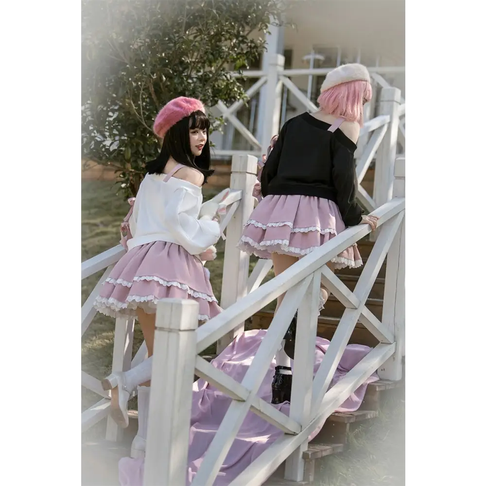 Pastel Goth Surprise Outfit with Heart Top and Layered Skirt - clothing