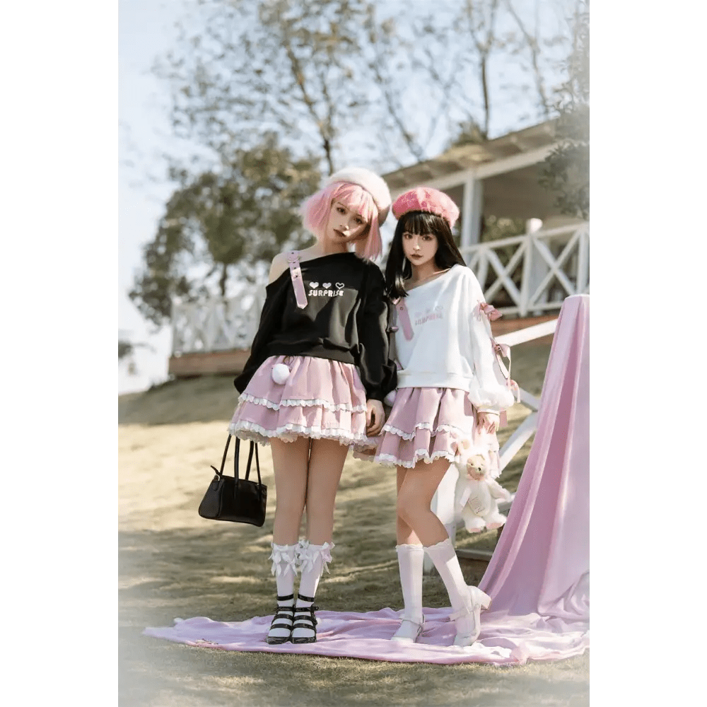 Pastel Goth Surprise Outfit with Heart Top and Layered Skirt - Cosparty