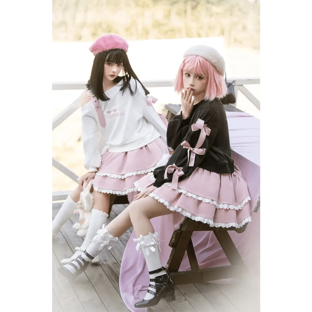 Pastel Goth Surprise Outfit with Heart Top and Layered Skirt - Cosparty