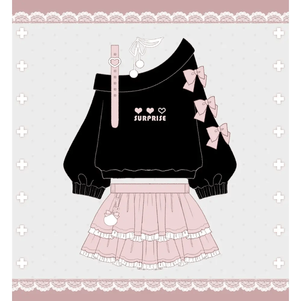 Pastel Goth Surprise Outfit with Heart Top and Layered Skirt - Cosparty