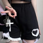 Pastel Goth Sweetheart Set - Black Shorts / S - crop, crop shirt, top, tops, cropped