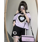 Pastel Goth Sweetheart Outfit with Crop Top and Peekaboo T-Shirt - sweater