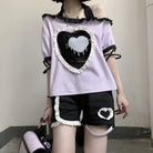 Pastel Goth Sweetheart Outfit with Crop Top and Peekaboo T-Shirt - sweater