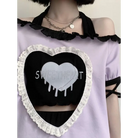 Pastel Goth Sweetheart Outfit with Crop Top and Peekaboo T-Shirt - sweater