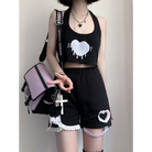 Pastel Goth Sweetheart Outfit with Crop Top and Peekaboo T-Shirt - sweater