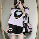 Pastel Goth Sweetheart Outfit with Crop Top and Peekaboo T-Shirt - sweater