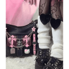 Pastel Goth Y2K Messenger Bag in Black and Pink Hues - Cosparty