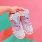 Pastel Harajuku High Top Sneakers with Winged Hearts - Shoes