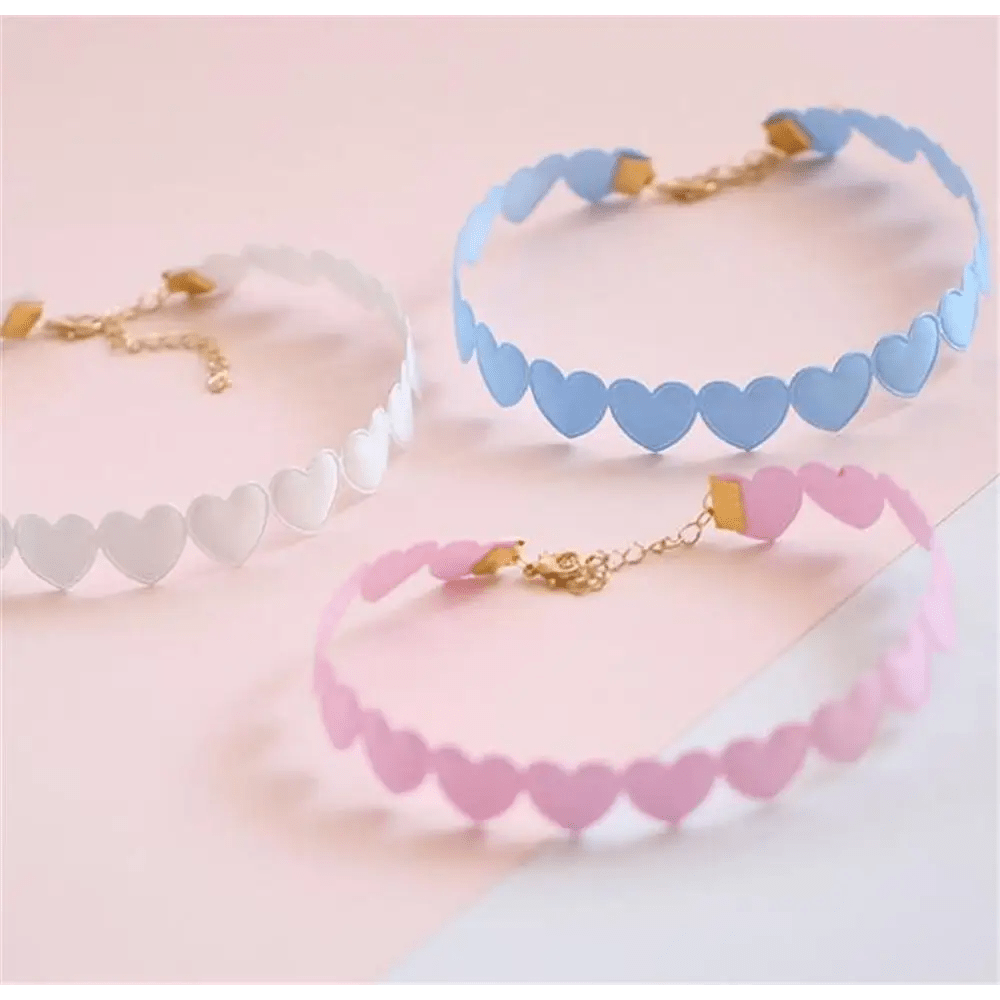 Pastel Heart Tattoo Necklace with Clasp Closure for a Dainty Look - Cosparty