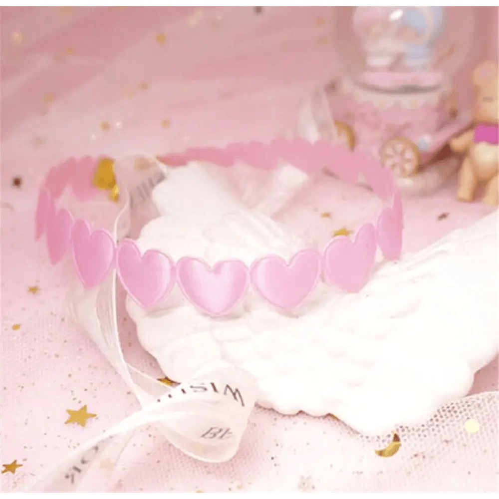 Pastel Heart Tattoo Necklace with Clasp Closure for a Dainty Look - Cosparty