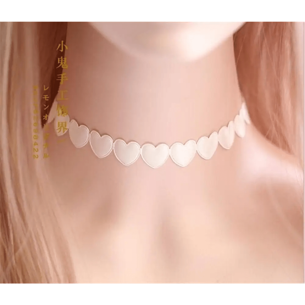 Pastel Heart Tattoo Necklace with Clasp Closure for a Dainty Look - Cosparty