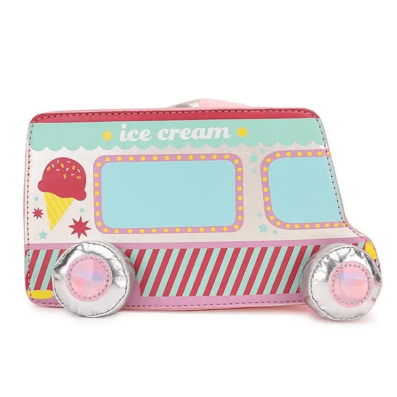 Pastel Ice Cream Truck Handbag with Adjustable Strap and Zipper Closure - Cosparty