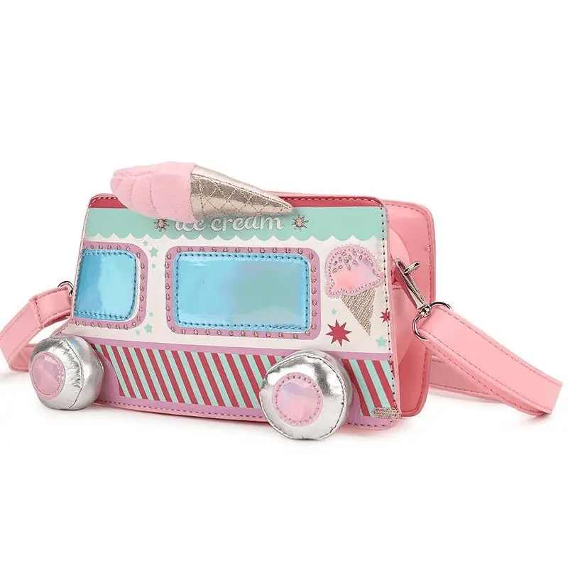Pastel Ice Cream Truck Handbag with Adjustable Strap and Zipper Closure - Cosparty