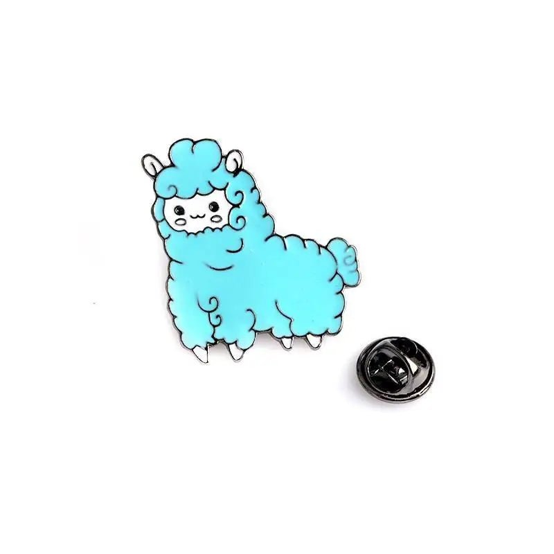 Pastel Kawaii Alpaca Enamel Pins Set in Pink and Blue - Cosparty