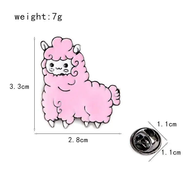 Pastel Kawaii Alpaca Enamel Pins Set in Pink and Blue - Pin