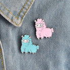 Pastel Kawaii Alpaca Enamel Pins Set in Pink and Blue - Pin